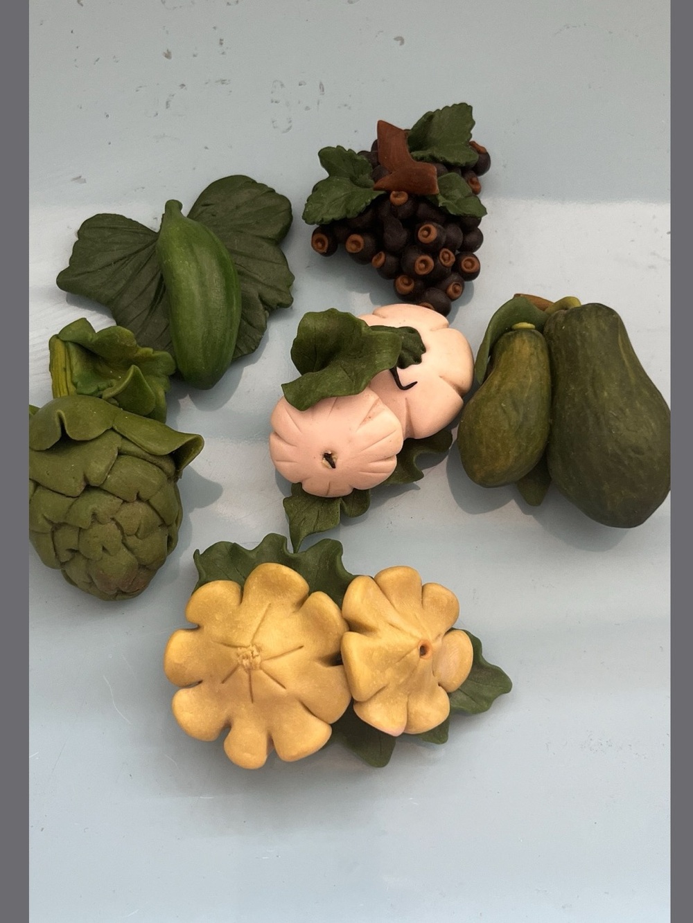 Vintage Magnets Resin Fruit and  Veggies - Bundle of 6
